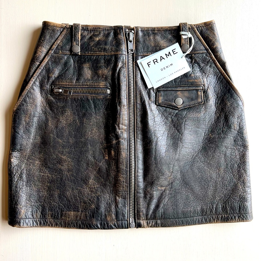 Frame Denim Leather Skirt